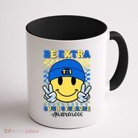 Retro Smiley Emoji Be Extra Down Syndrome Awareness Coffee Mug thumb 1