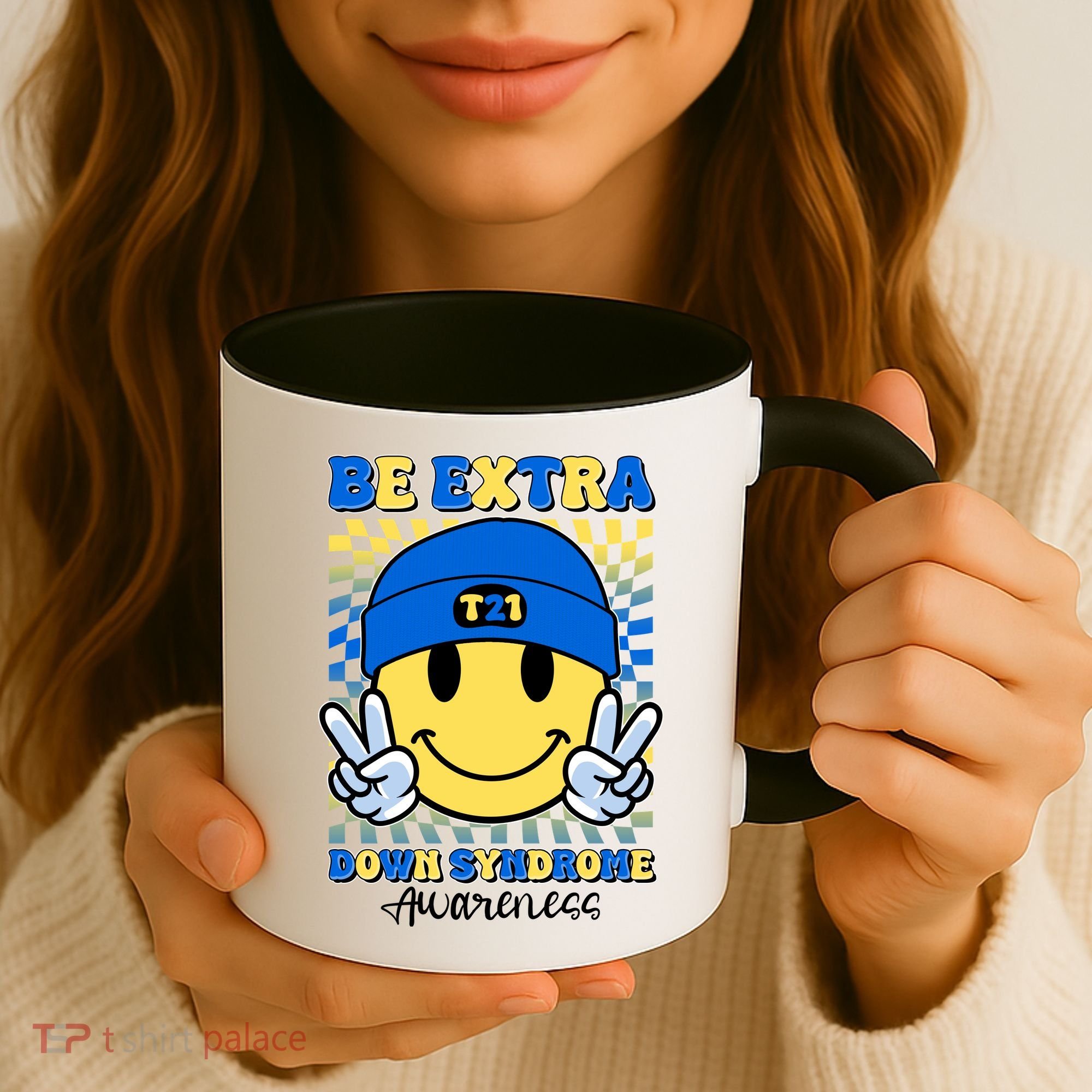 Retro Smiley Emoji Be Extra Down Syndrome Awareness Coffee Mug