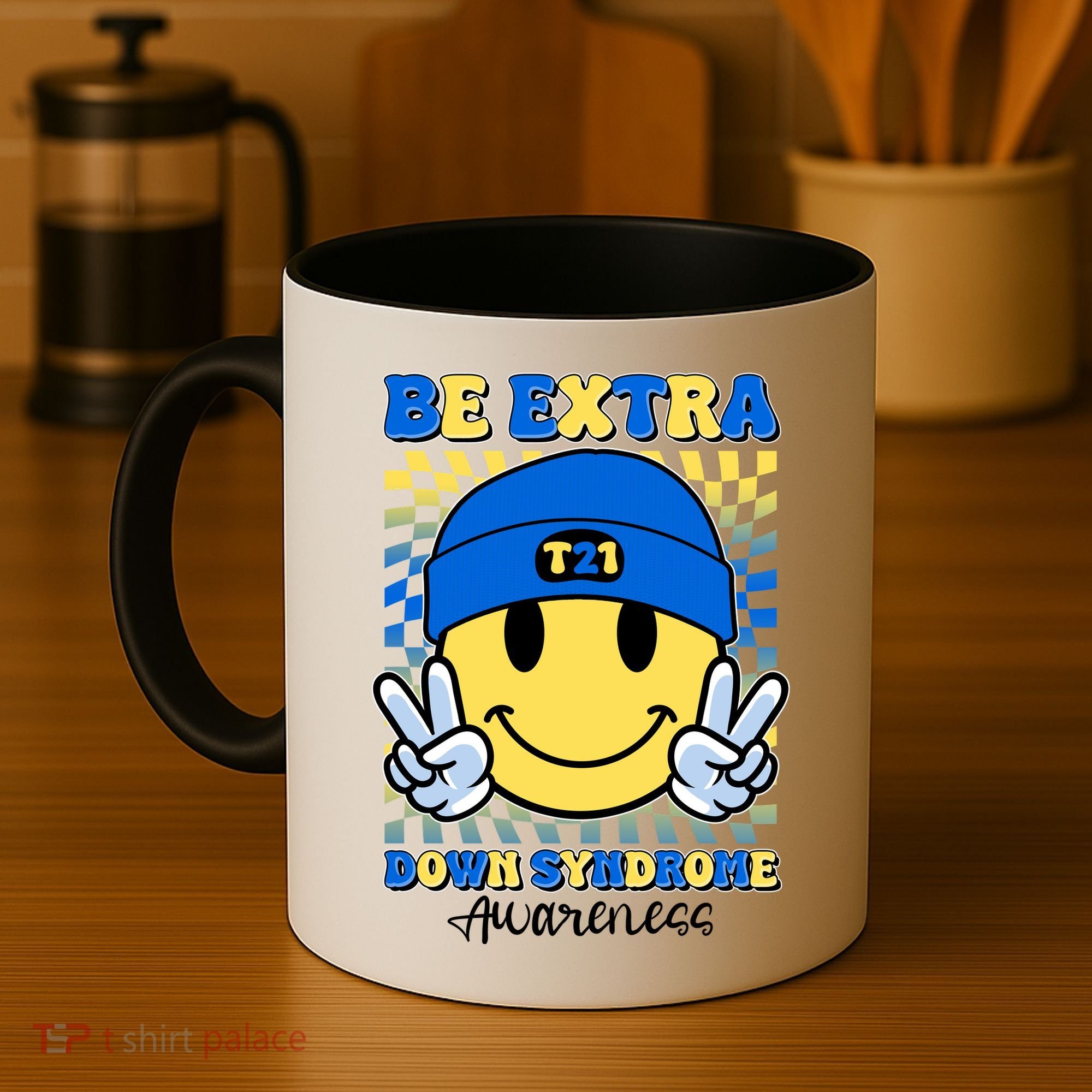 Retro Smiley Emoji Be Extra Down Syndrome Awareness Coffee Mug