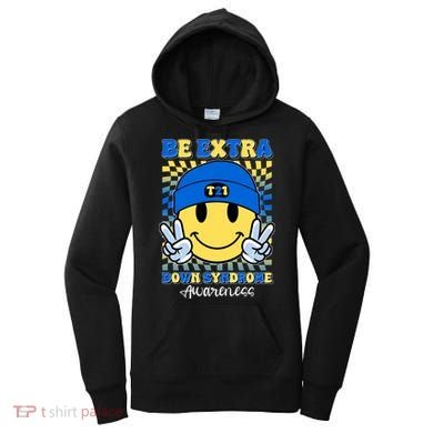 Retro Smiley Emoji Be Extra Down Syndrome Awareness Women's Hoodie