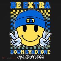 Retro Smiley Emoji Be Extra Down Syndrome Awareness Women's Hoodie thumb 2
