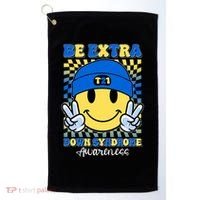 Retro Smiley Emoji Be Extra Down Syndrome Awareness Golf Towel thumb 0