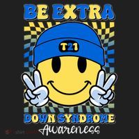 Retro Smiley Emoji Be Extra Down Syndrome Awareness Golf Towel thumb 3