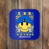 Retro Smiley Emoji Be Extra Down Syndrome Awareness Coaster thumb 0
