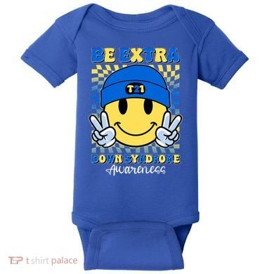 Retro Smiley Emoji Be Extra Down Syndrome Awareness Baby Bodysuit