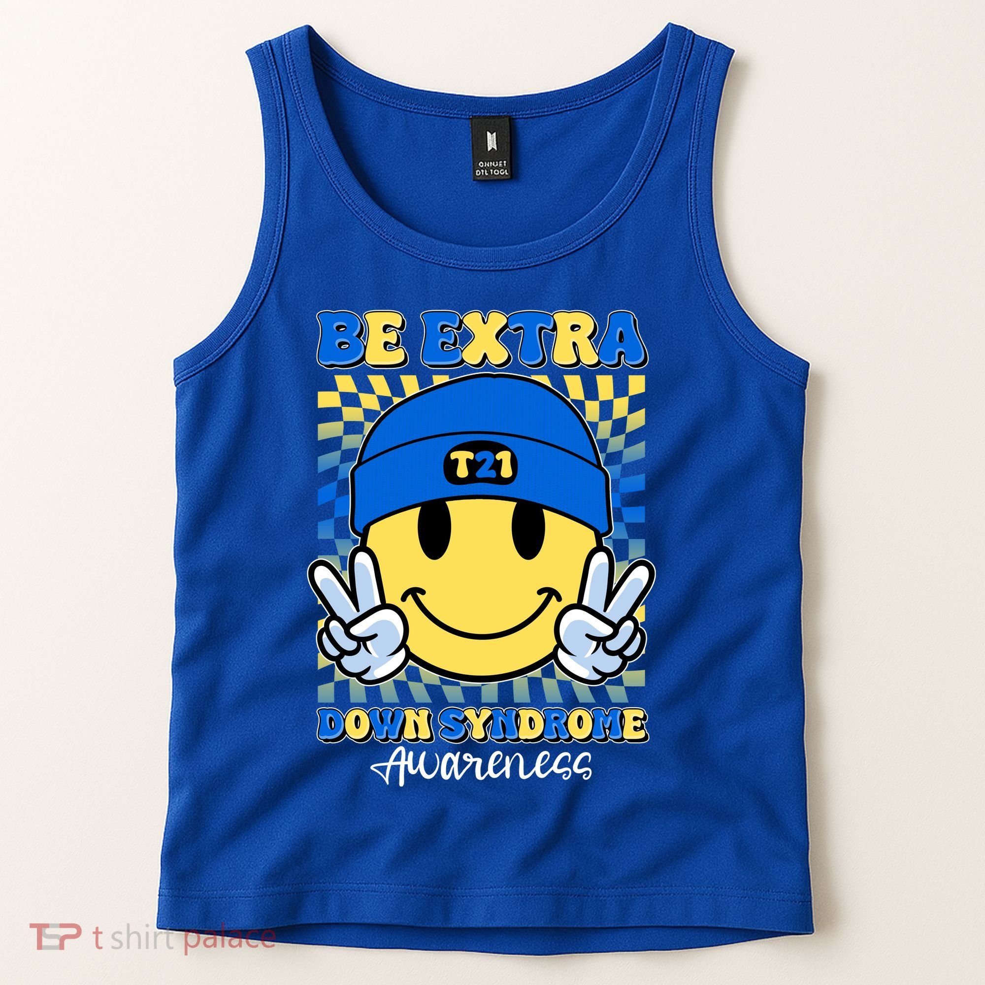 Retro Smiley Emoji Be Extra Down Syndrome Awareness Tank Top