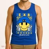Retro Smiley Emoji Be Extra Down Syndrome Awareness Tank Top thumb 3