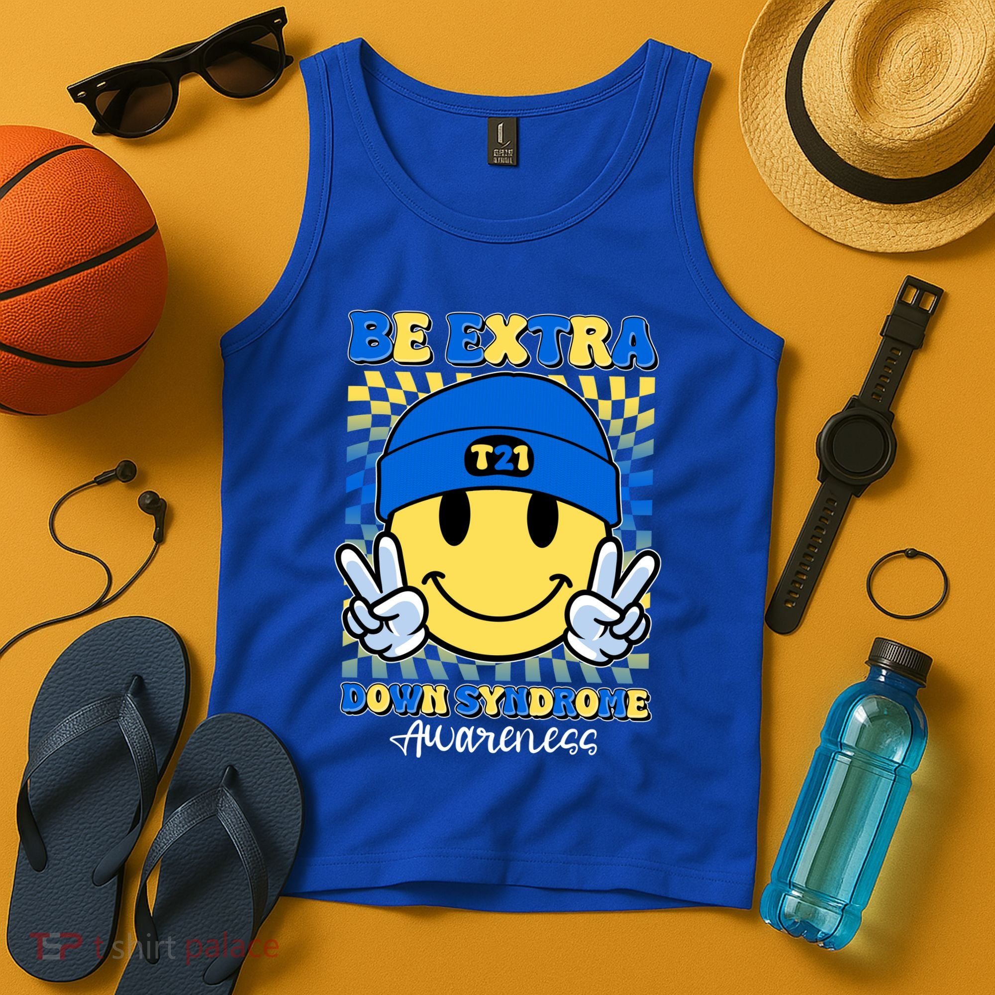 Retro Smiley Emoji Be Extra Down Syndrome Awareness Tank Top