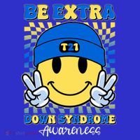 Retro Smiley Emoji Be Extra Down Syndrome Awareness Visor thumb 3