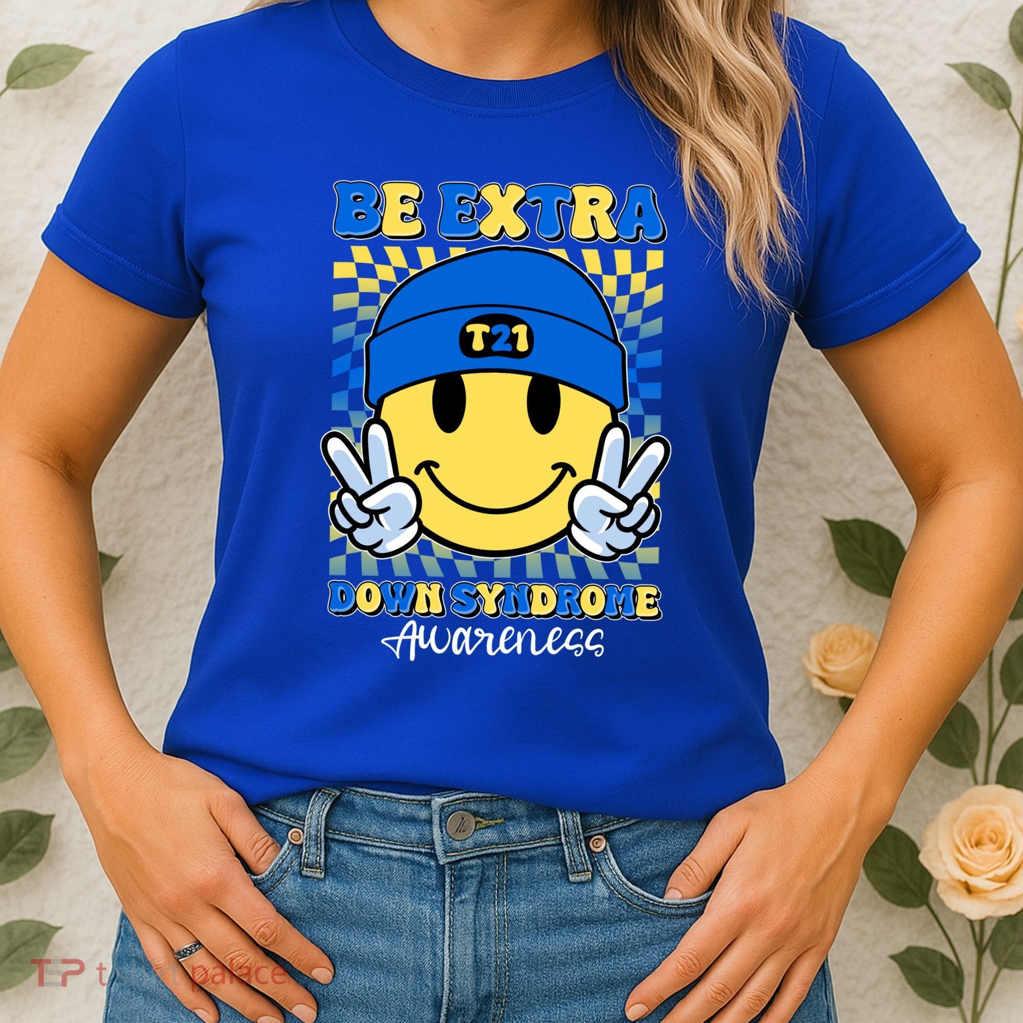 Retro Smiley Emoji Be Extra Down Syndrome Awareness Women's T-Shirt