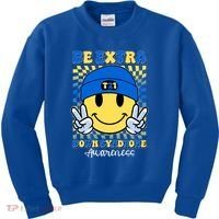 Retro Smiley Emoji Be Extra Down Syndrome Awareness Kids Sweatshirt thumb 0