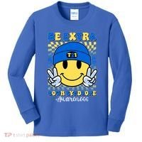 Retro Smiley Emoji Be Extra Down Syndrome Awareness Kids Long Sleeve Shirt thumb 0