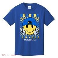 Retro Smiley Emoji Be Extra Down Syndrome Awareness Kids T-Shirt thumb 0
