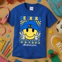 Retro Smiley Emoji Be Extra Down Syndrome Awareness Kids T-Shirt thumb 3