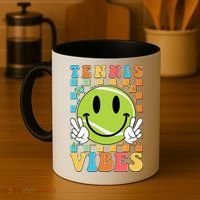 Retro Smiley Emoji Tennis Vibes Coffee Mug thumb 4
