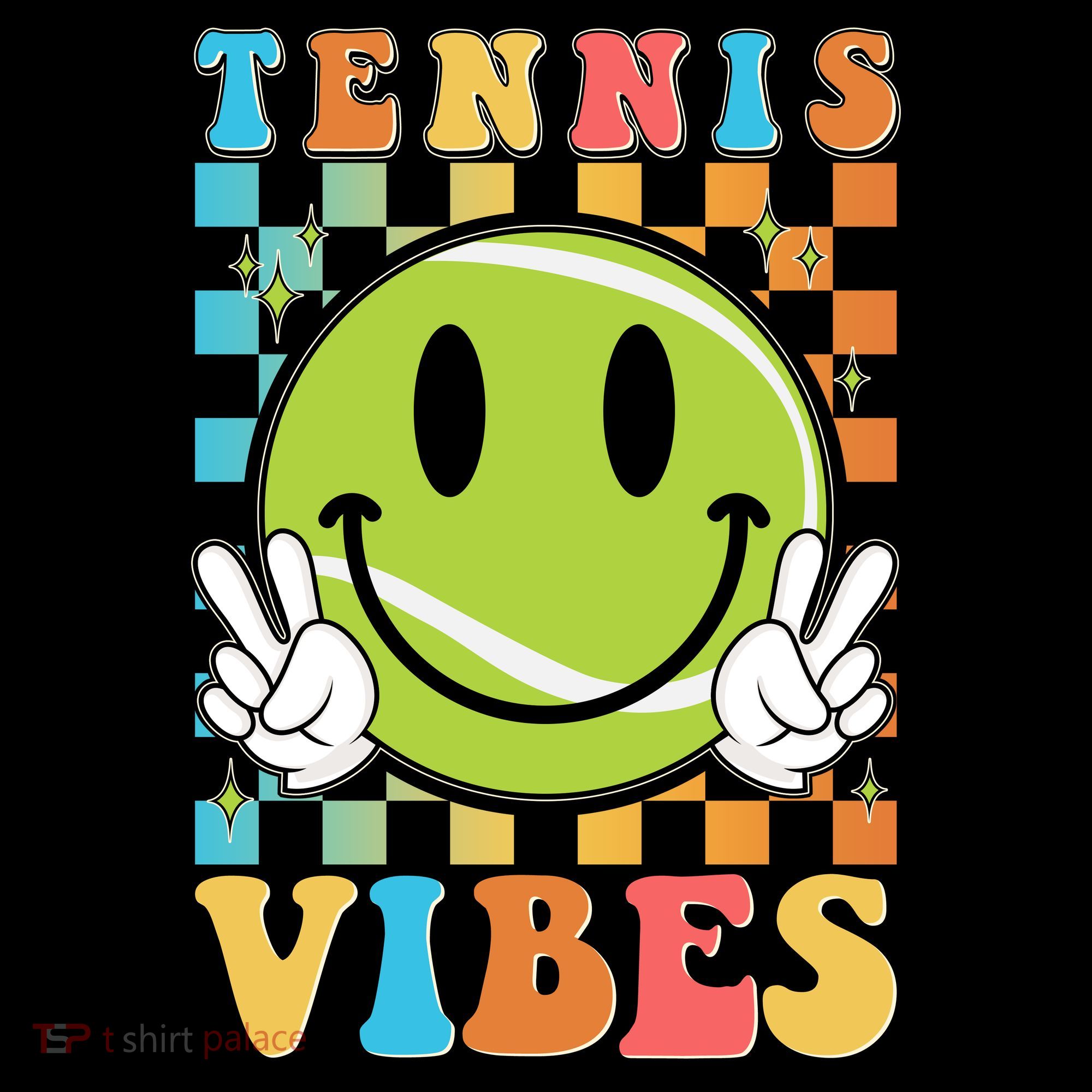 Retro Smiley Emoji Tennis Vibes Coffee Mug