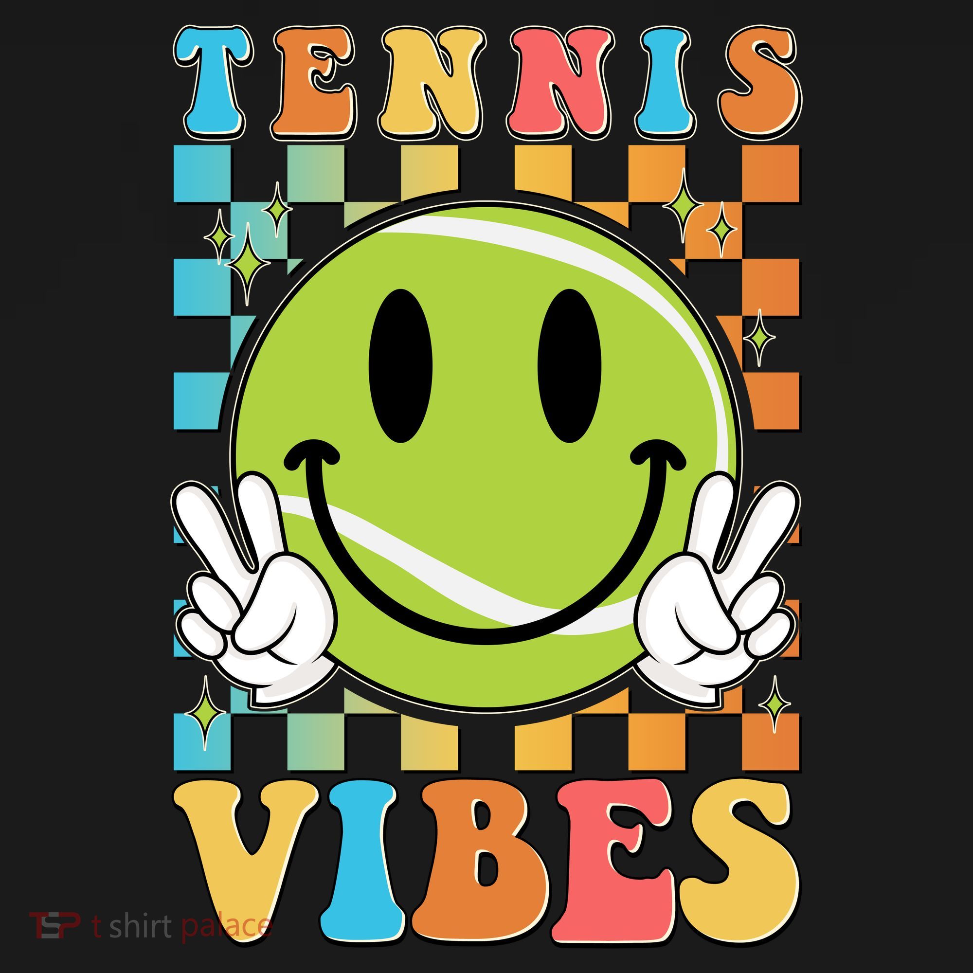 Retro Smiley Emoji Tennis Vibes Women's Hoodie