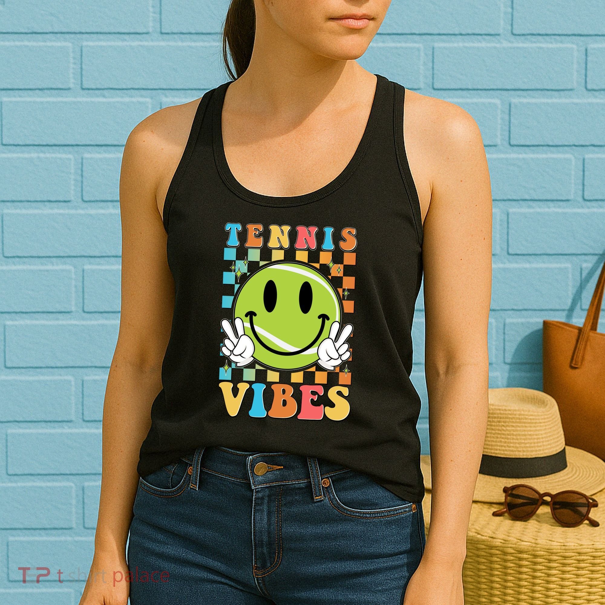Retro Smiley Emoji Tennis Vibes Women's Tank Top