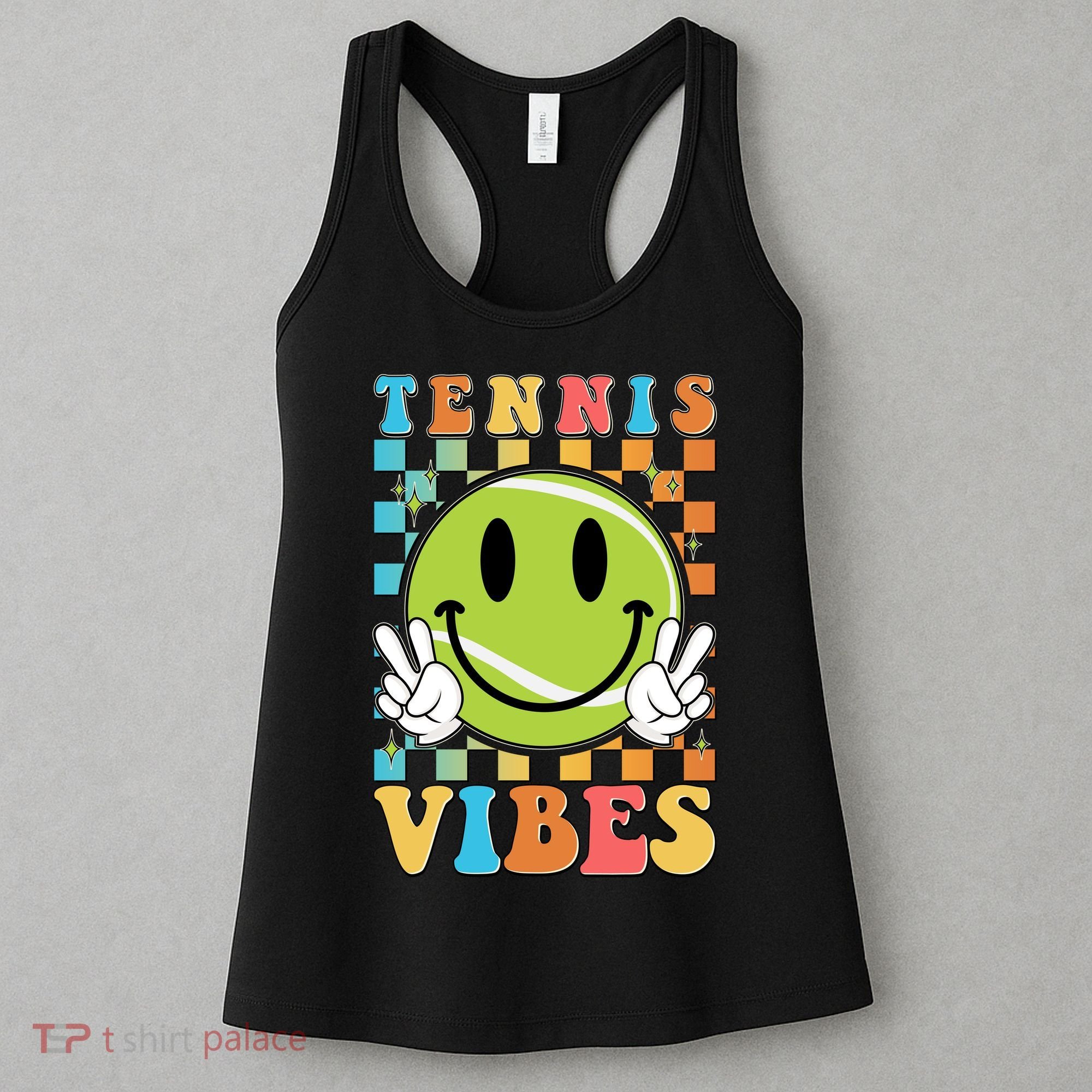 Retro Smiley Emoji Tennis Vibes Women's Tank Top