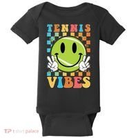 Retro Smiley Emoji Tennis Vibes Baby Bodysuit thumb 0