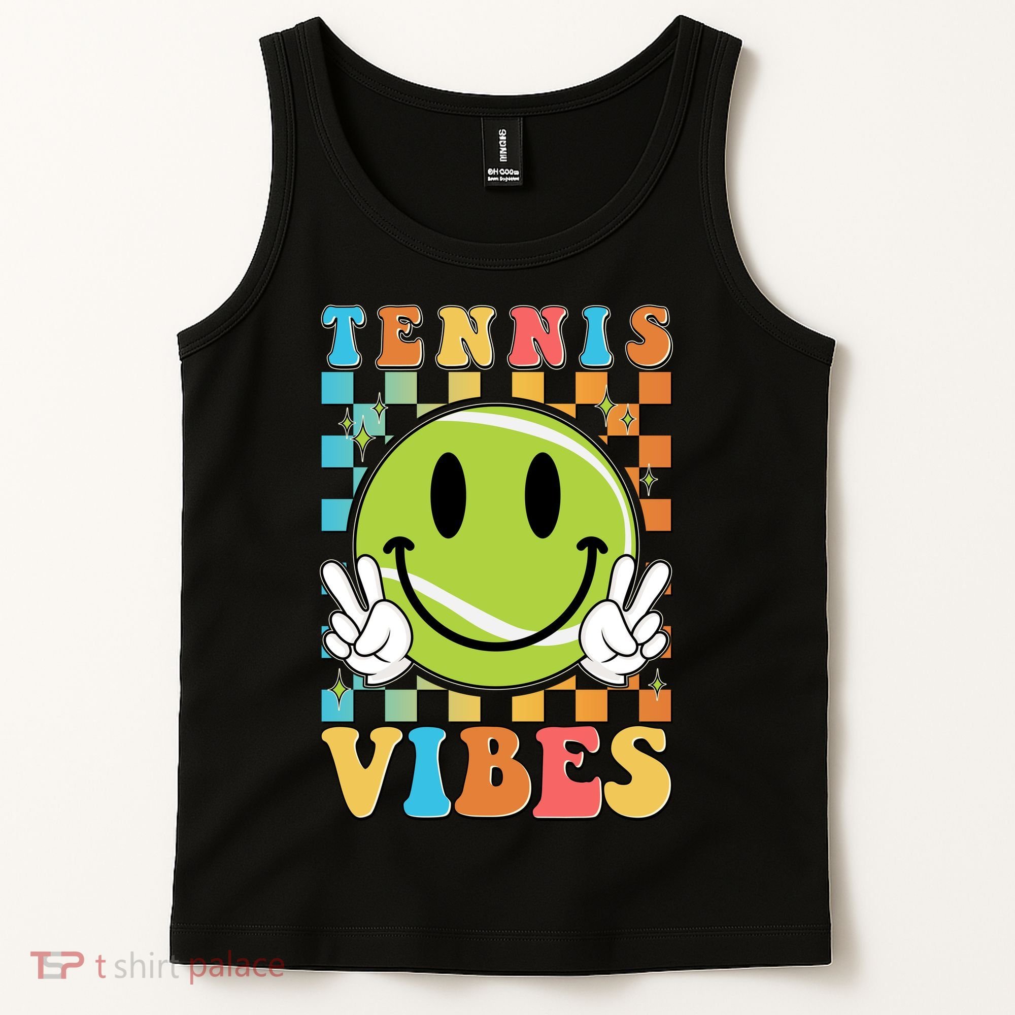 Retro Smiley Emoji Tennis Vibes Tank Top