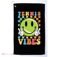 Retro Smiley Emoji Tennis Vibes Golf Towel thumb 0