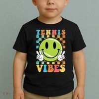 Retro Smiley Emoji Tennis Vibes Toddler T-Shirt thumb 2