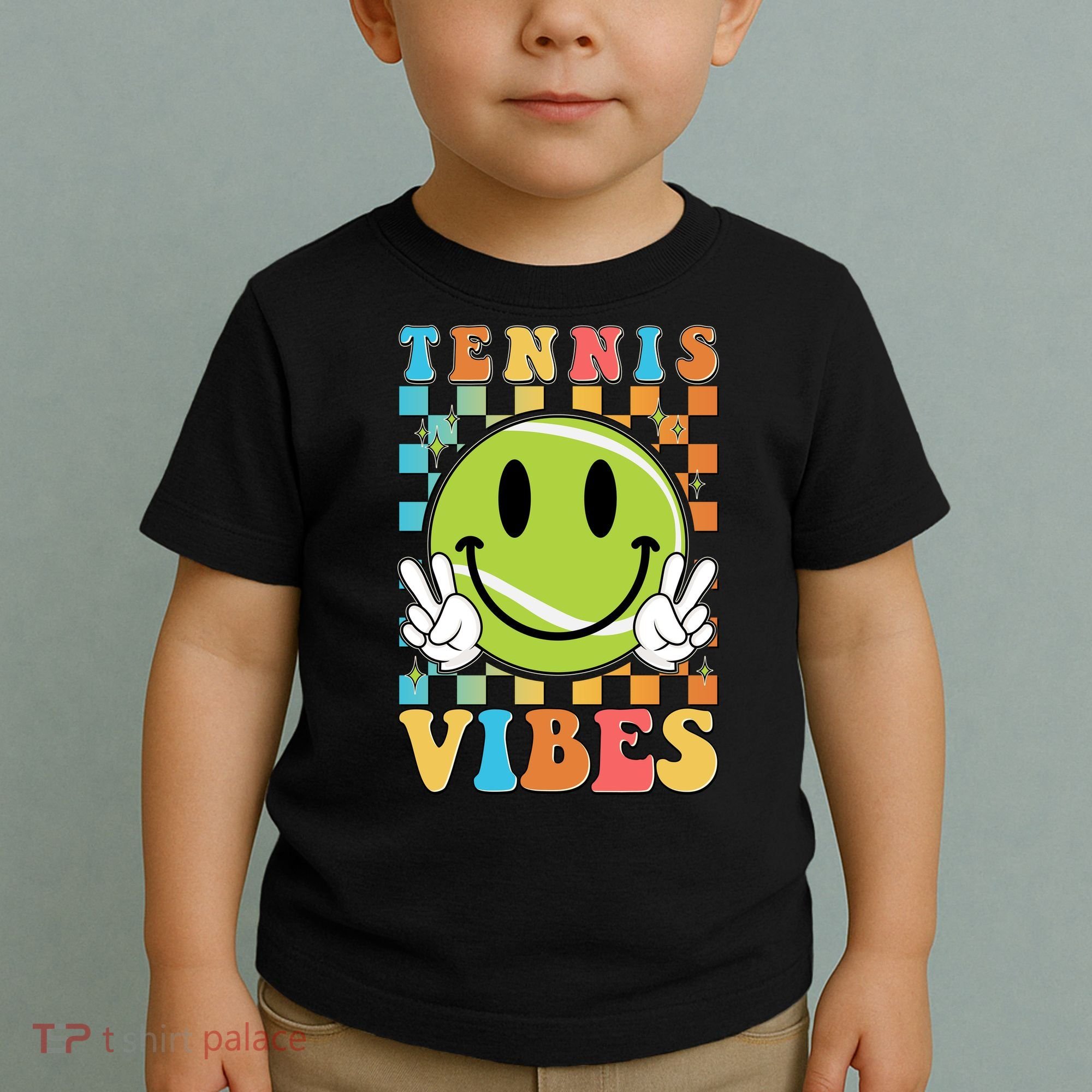 Retro Smiley Emoji Tennis Vibes Toddler T-Shirt
