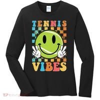 Retro Smiley Emoji Tennis Vibes Women's Long Sleeve Shirt thumb 0