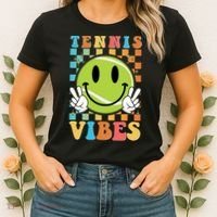 Retro Smiley Emoji Tennis Vibes Women's T-Shirt thumb 2