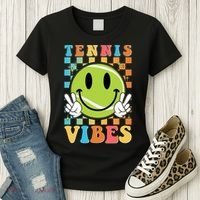 Retro Smiley Emoji Tennis Vibes Women's T-Shirt thumb 3