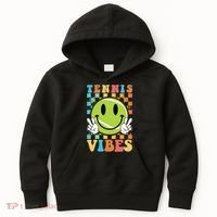Retro Smiley Emoji Tennis Vibes Kids Hoodie thumb 0