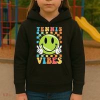 Retro Smiley Emoji Tennis Vibes Kids Hoodie thumb 3