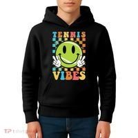 Retro Smiley Emoji Tennis Vibes Kids Hoodie thumb 4
