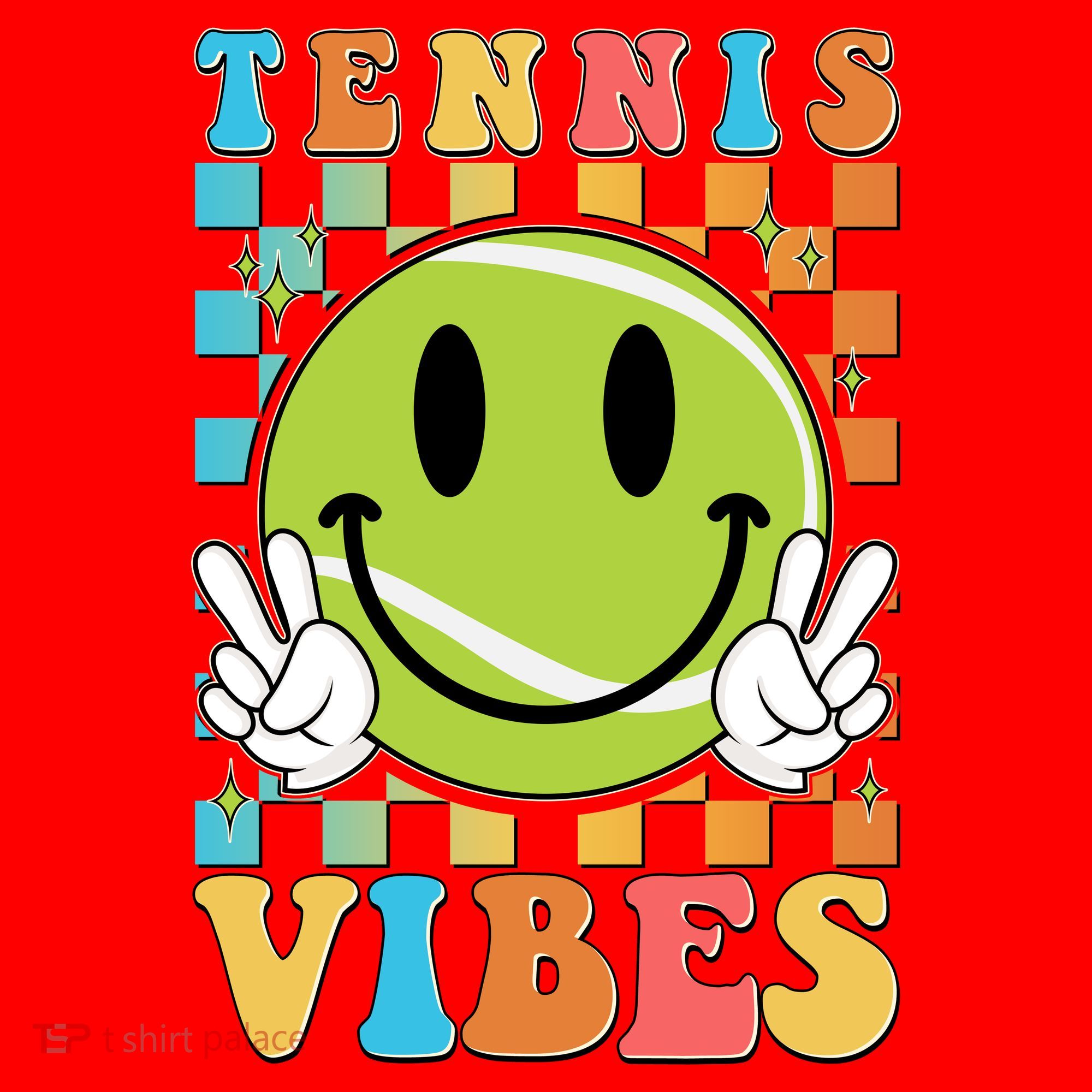 Retro Smiley Emoji Tennis Vibes Santa Hat