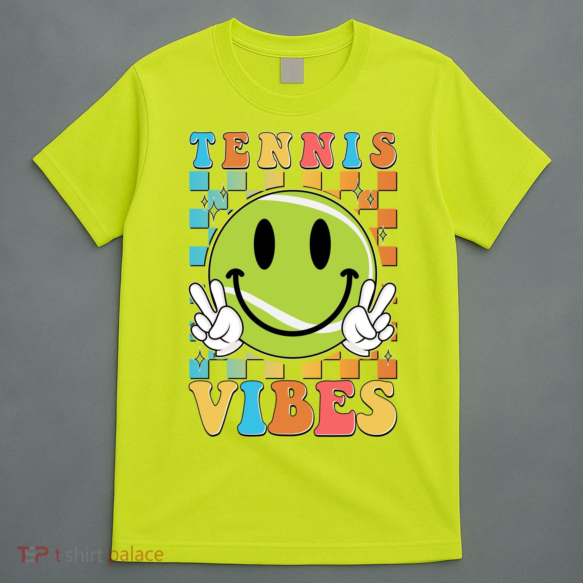 Retro Smiley Emoji Tennis Vibes T-Shirt