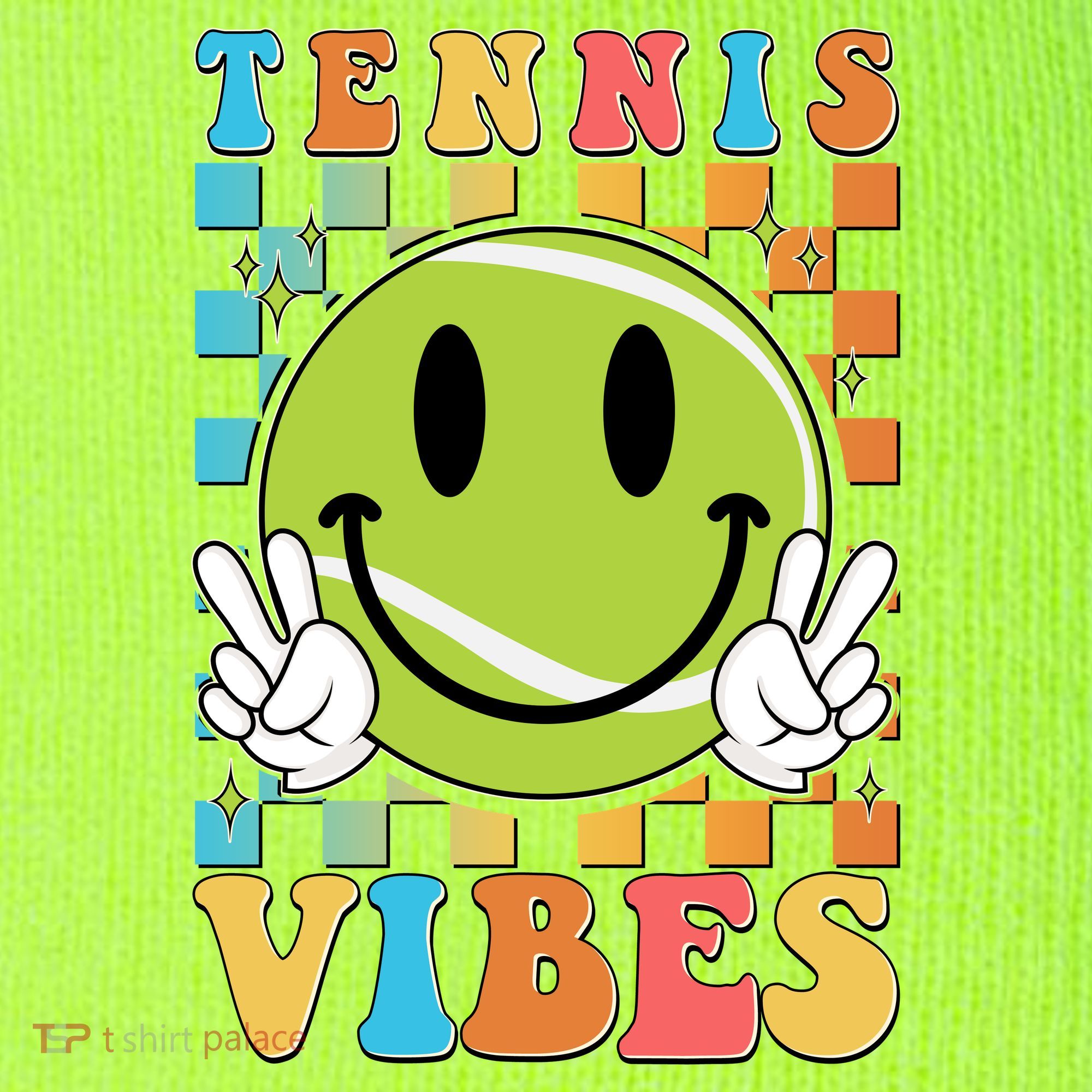 Retro Smiley Emoji Tennis Vibes T-Shirt