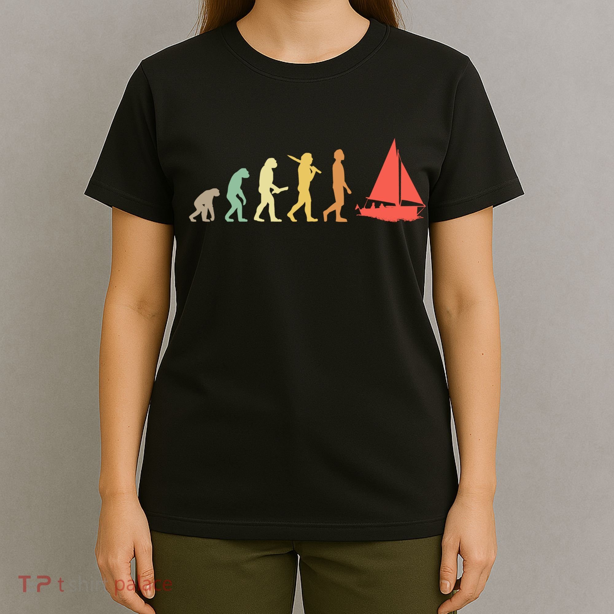 Retro Sailing Evolution Gift For Sailors And Skippers Gift T-Shirt