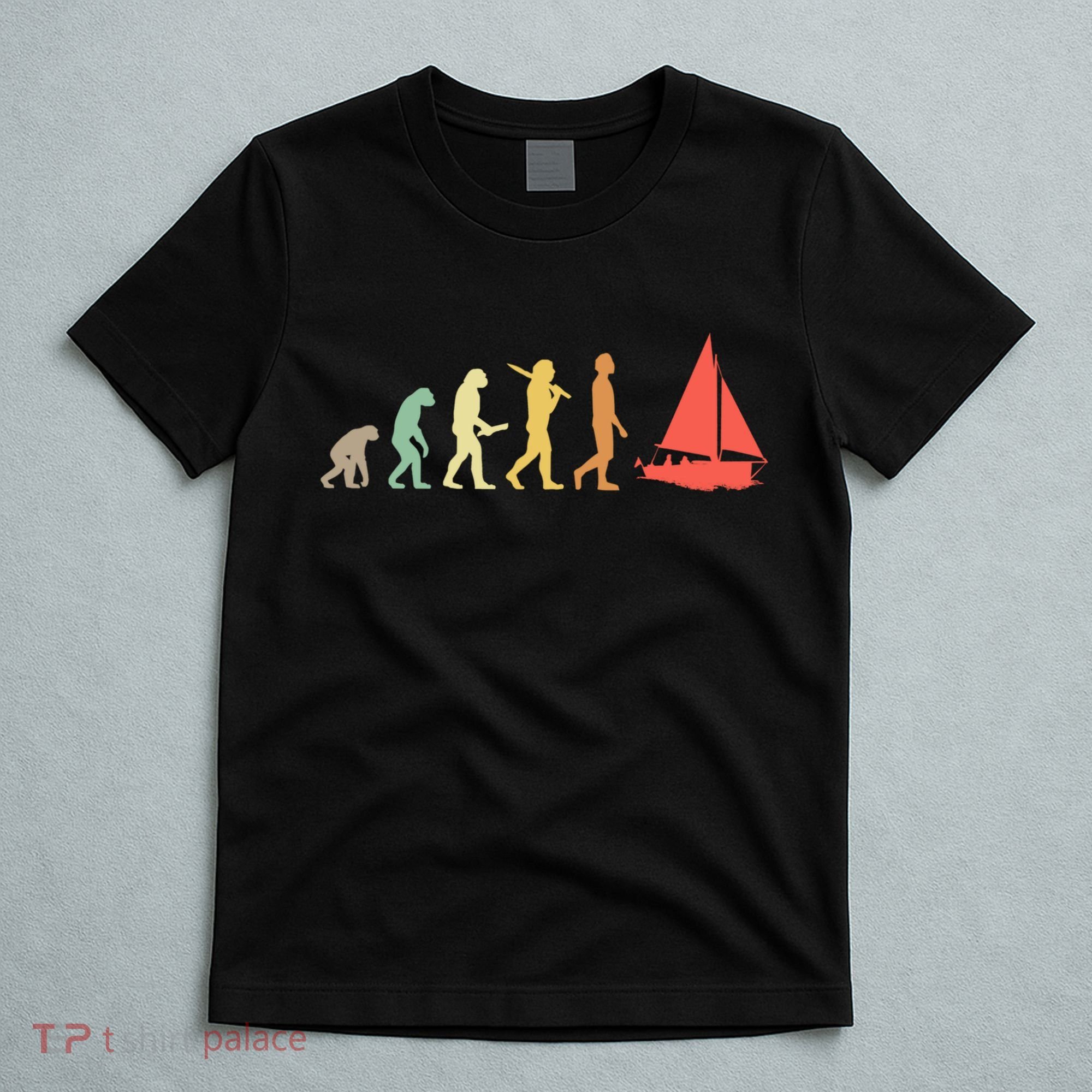 Retro Sailing Evolution Gift For Sailors And Skippers Gift T-Shirt