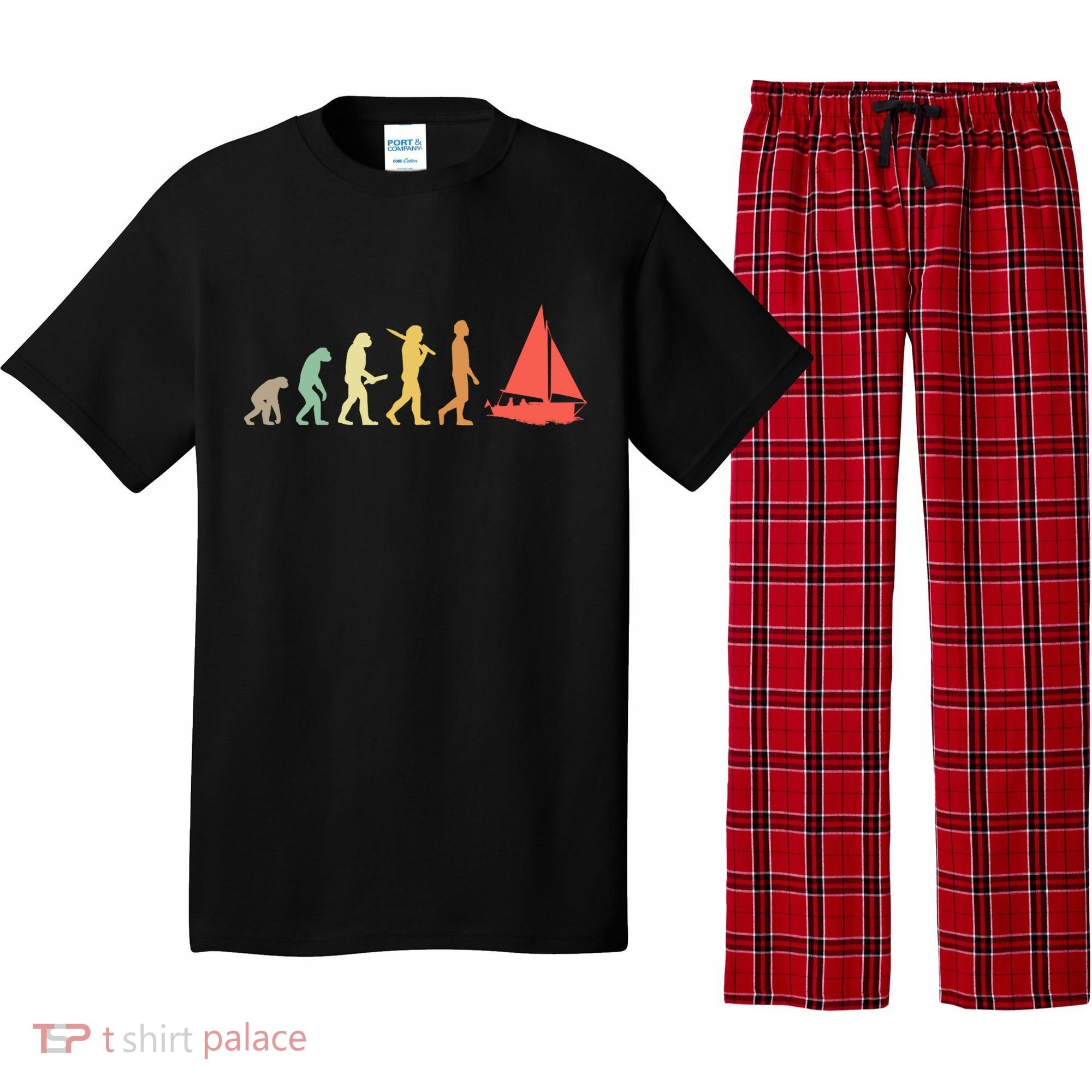 Retro Sailing Evolution Gift For Sailors And Skippers Gift Pajama Set