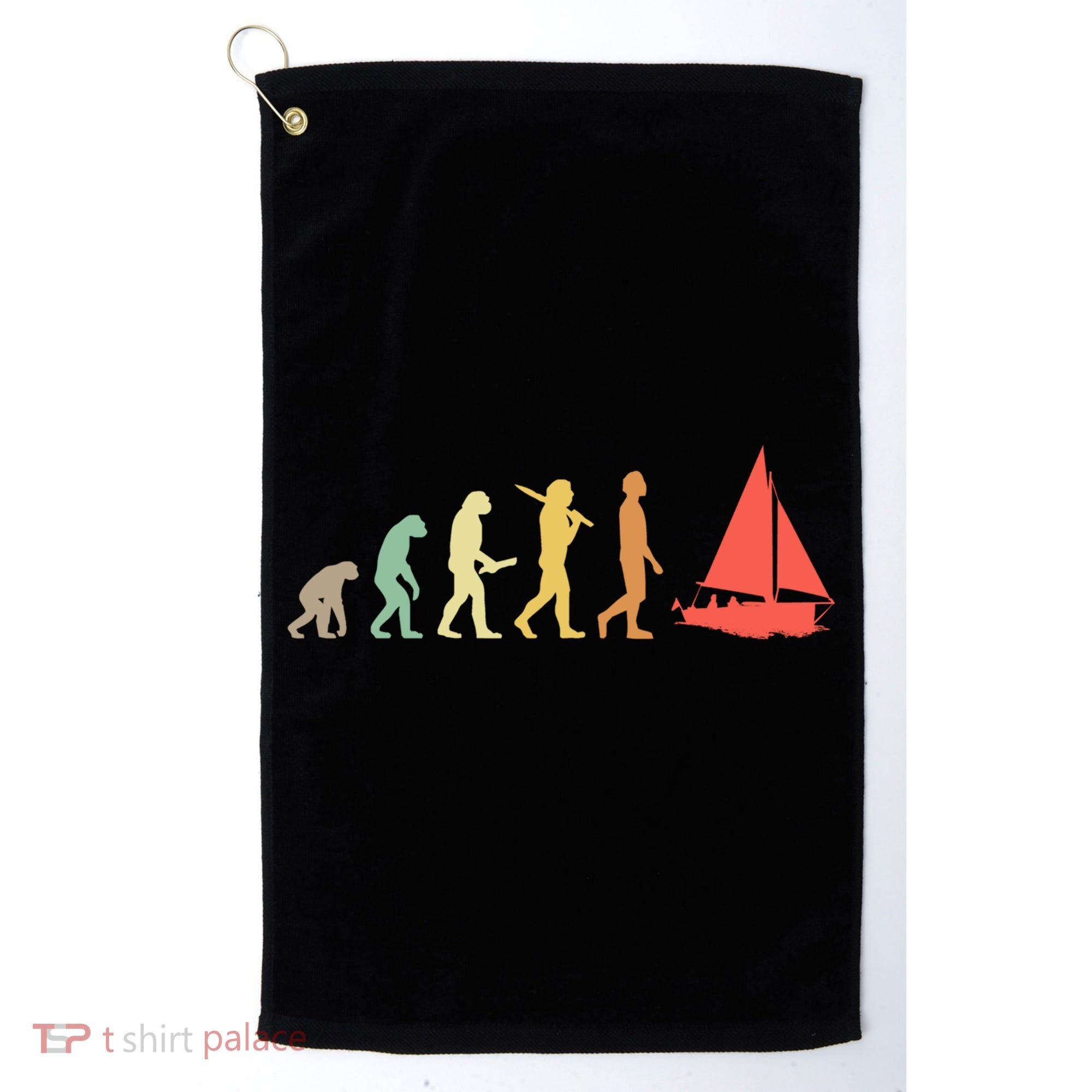 Retro Sailing Evolution Gift For Sailors And Skippers Gift Golf Towel