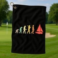 Retro Sailing Evolution Gift For Sailors And Skippers Gift Golf Towel thumb 1
