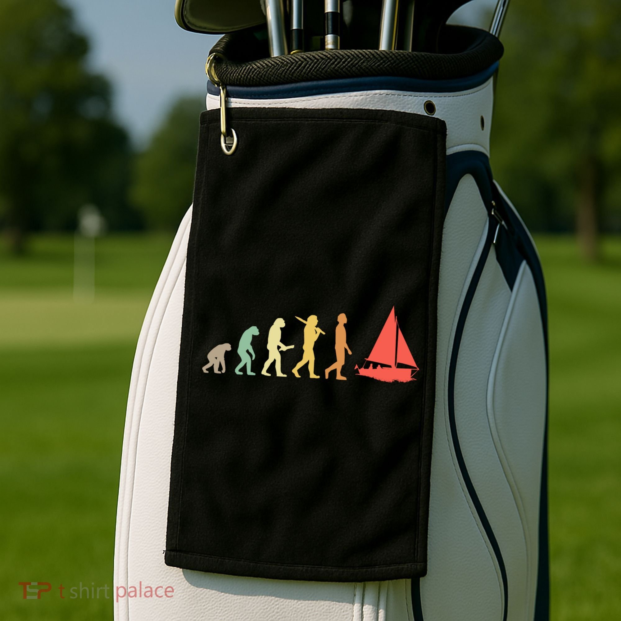 Retro Sailing Evolution Gift For Sailors And Skippers Gift Golf Towel