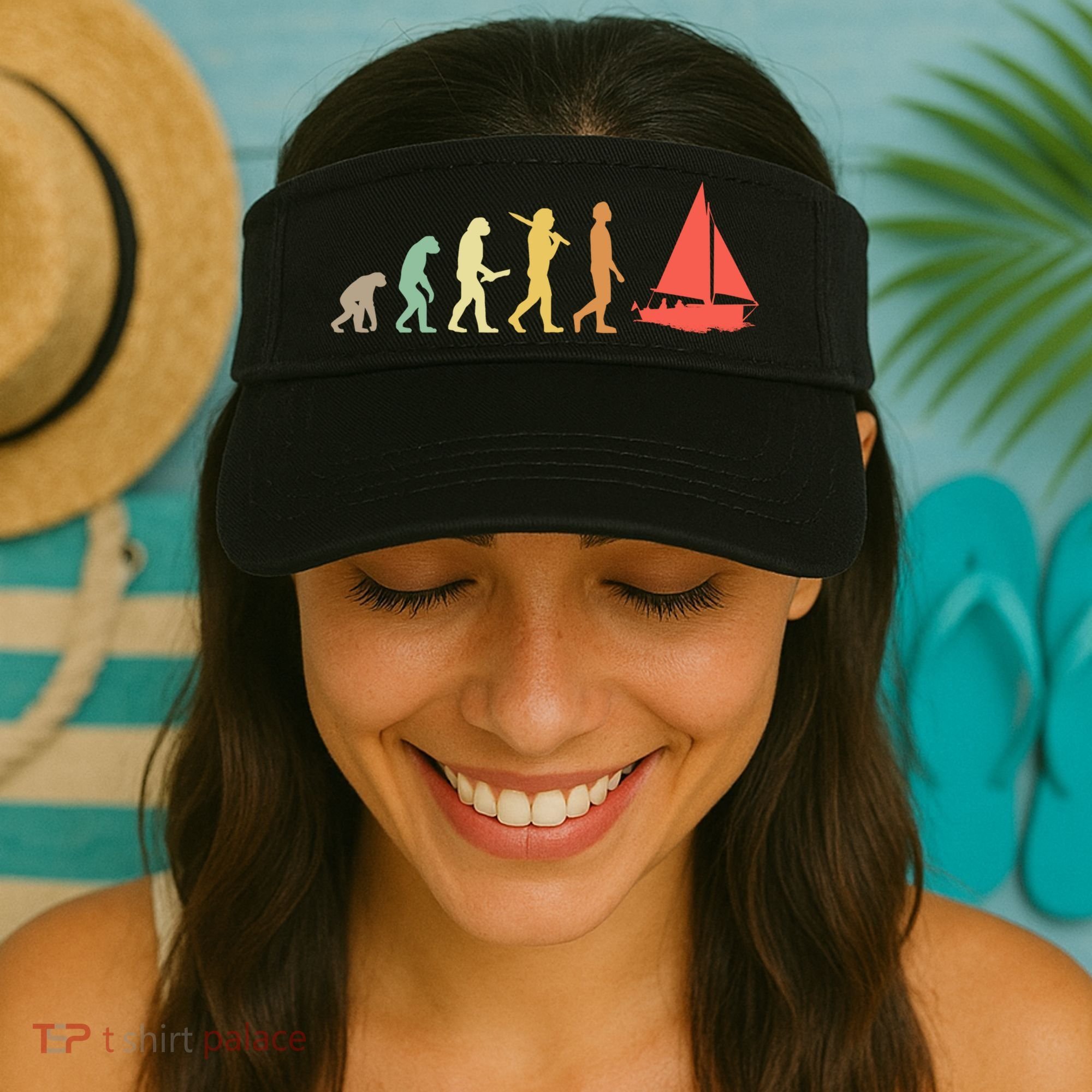 Retro Sailing Evolution Gift For Sailors And Skippers Gift Visor