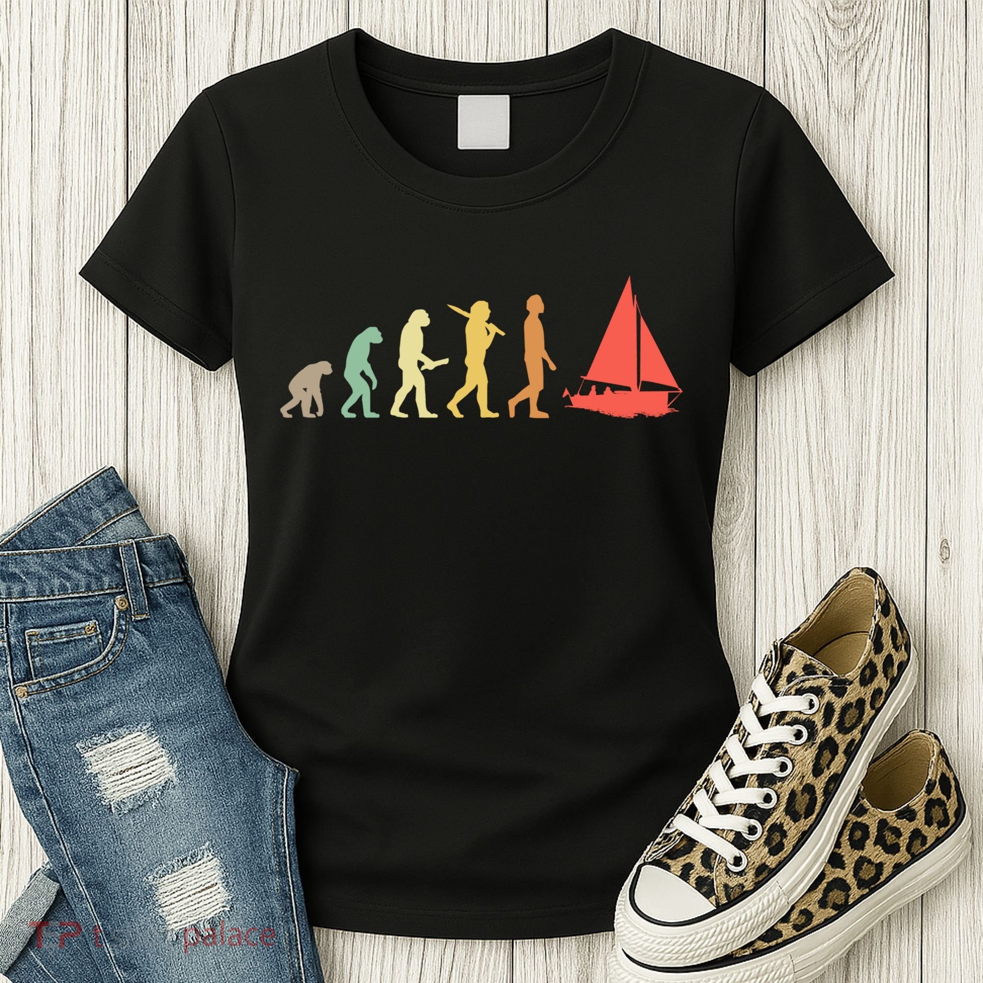 Retro Sailing Evolution Gift For Sailors And Skippers Gift Women's T-Shirt