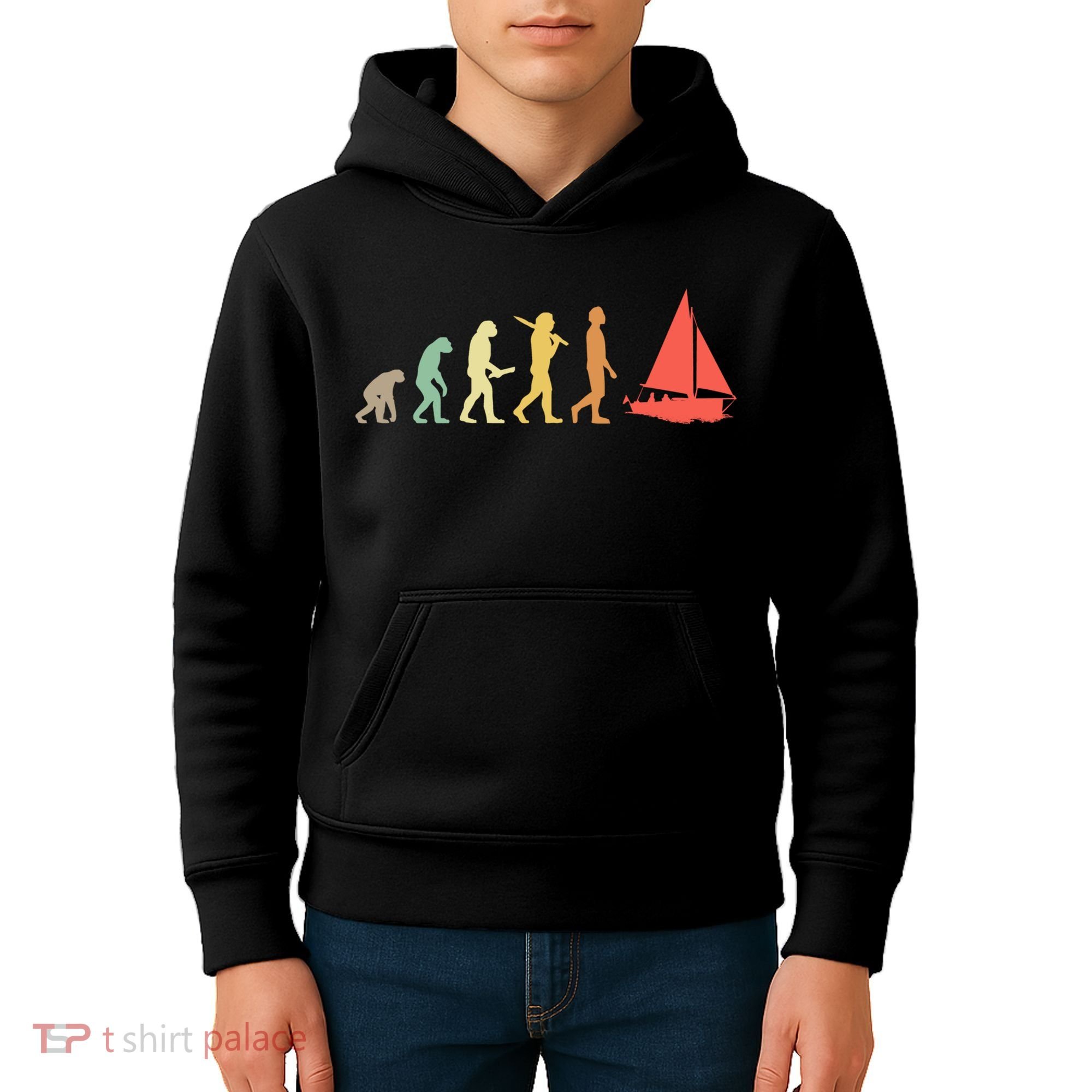 Retro Sailing Evolution Gift For Sailors And Skippers Gift Kids Hoodie