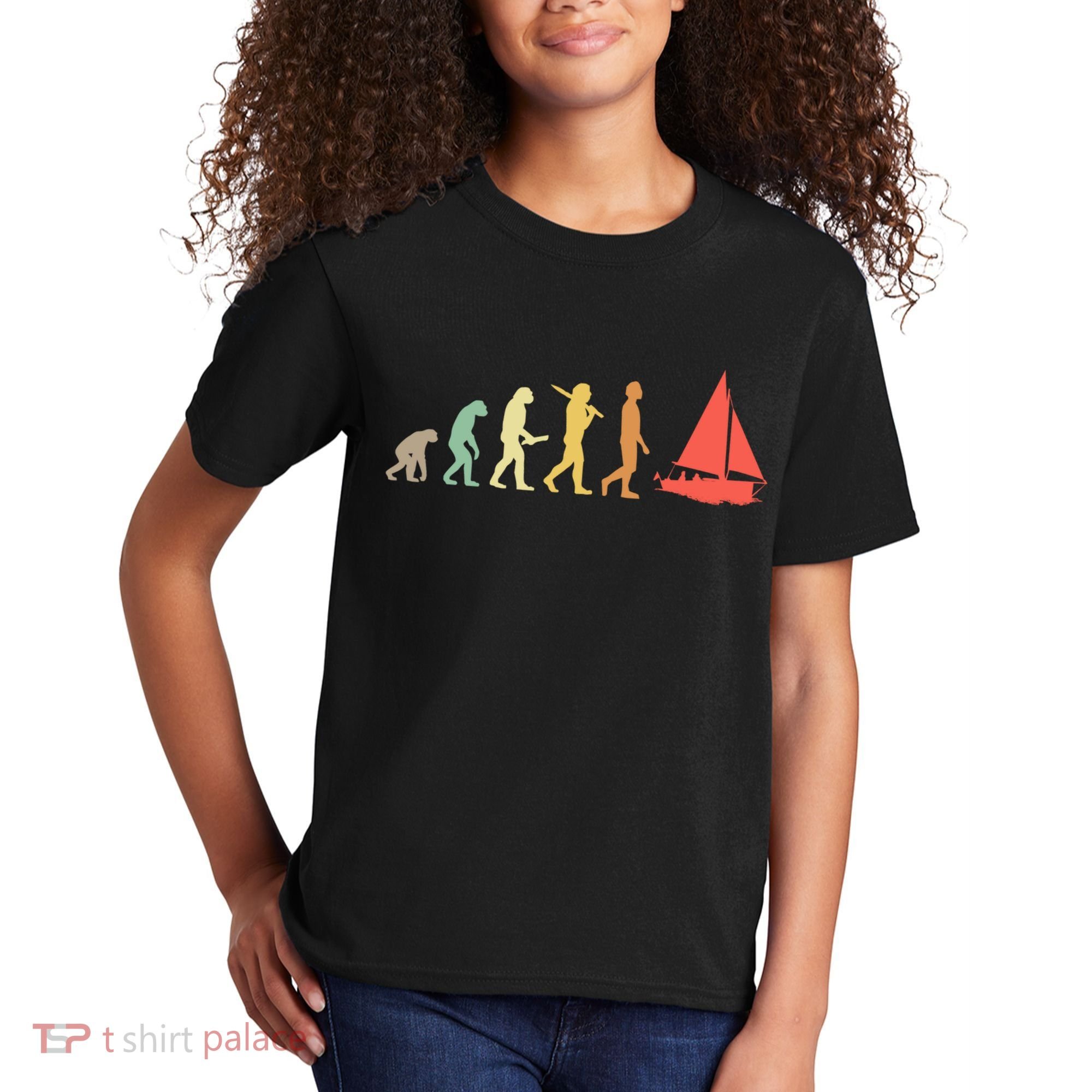 Retro Sailing Evolution Gift For Sailors And Skippers Gift Kids T-Shirt