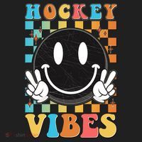 Retro Smiley Emoji Hockey Vibes Women's Sweatshirt thumb 2