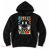 Retro Smiley Emoji Hockey Vibes Hoodie thumb 0