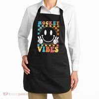 Retro Smiley Emoji Hockey Vibes Apron thumb 2